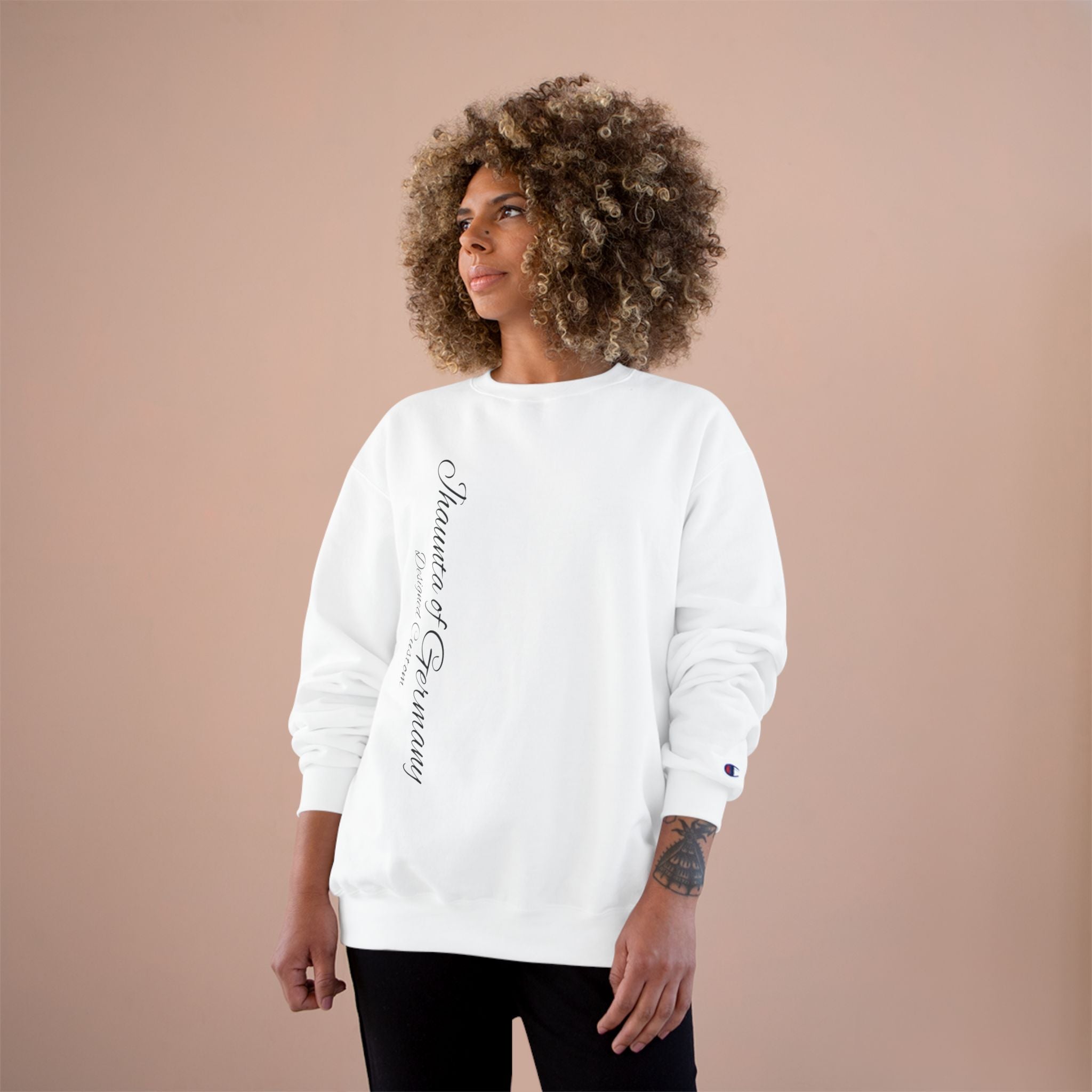 Designer custom edition - Minimalist Champion Sweatshirt, Cozy Oversized Apparel, Gift for Friends, Casual Winter Wear, Stylish Layering Top, Unisex Streetwear