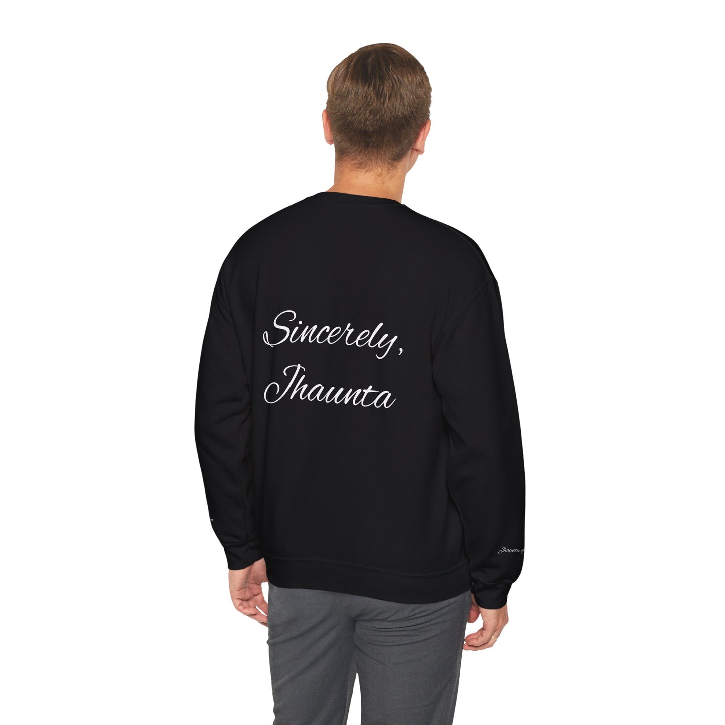 Sincerely Jhaunta Crewneck Sweatshirt - Cozy Gift for Him/Her, Perfect for Casual Days, Birthdays, Slate Grey Crew Sweater