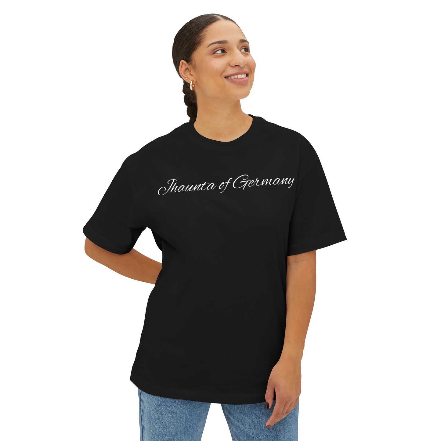 Jhaunta's Edition - Plain - Chic Oversized Boxy T-Shirt with 'Jhaunta of Germany' Design